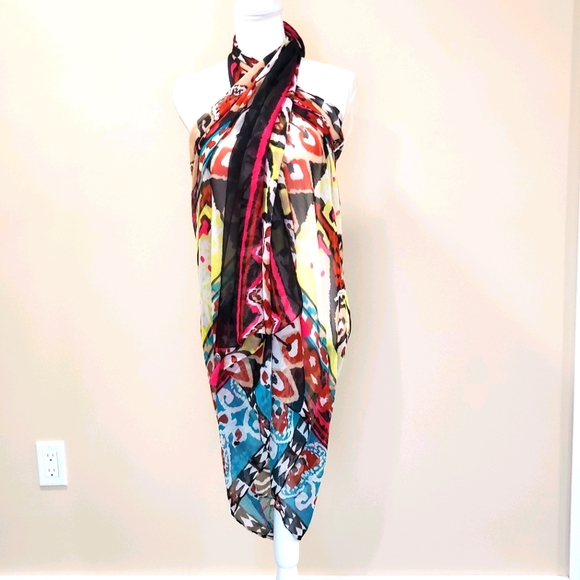 Nwot Target silky colorful swimsuit cover up scarf - Picture 1 of 8